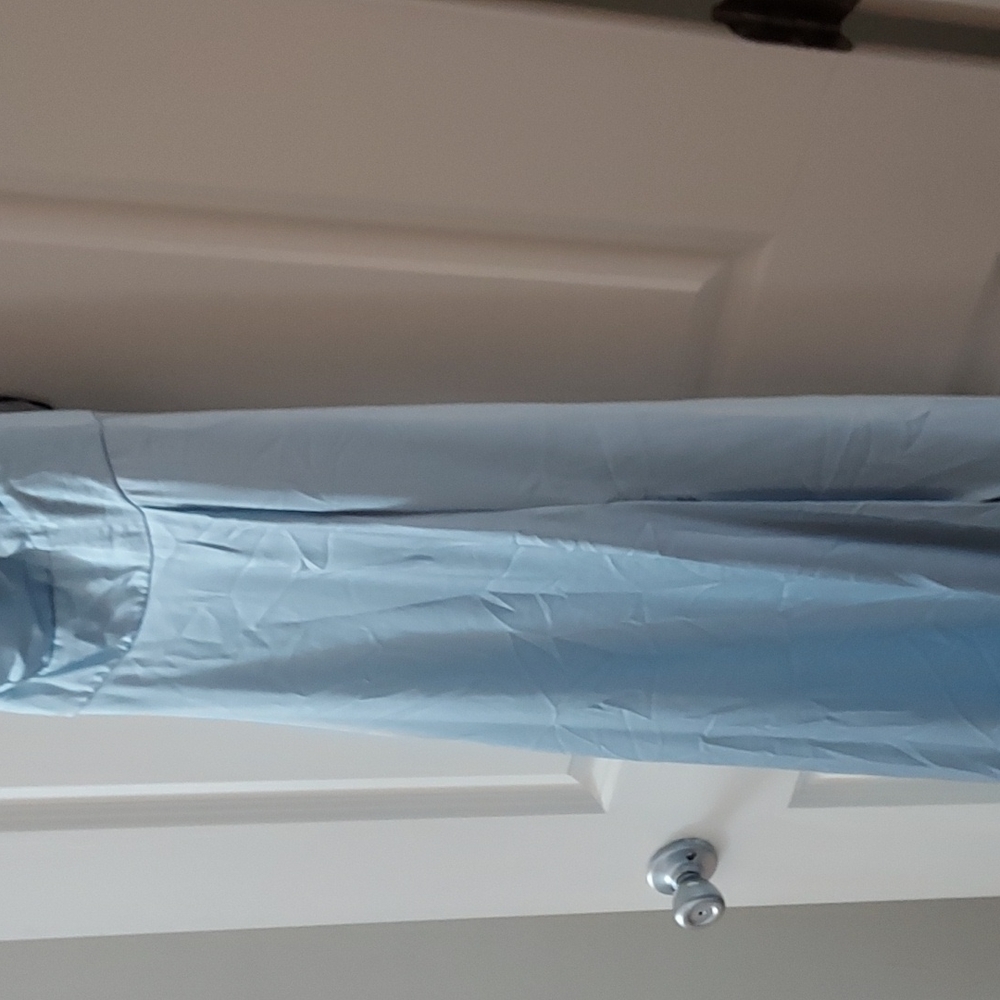 Shiny sky blue prom dress full length one shoulder